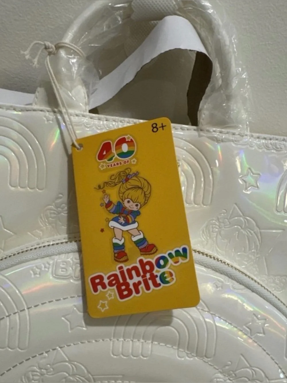 Loungefly Rainbow Brite Iridescent Convertible Tote and Bag Charm NWT